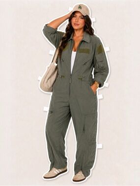 Army green coverall suit, overalls, utility, flight suit size 42S